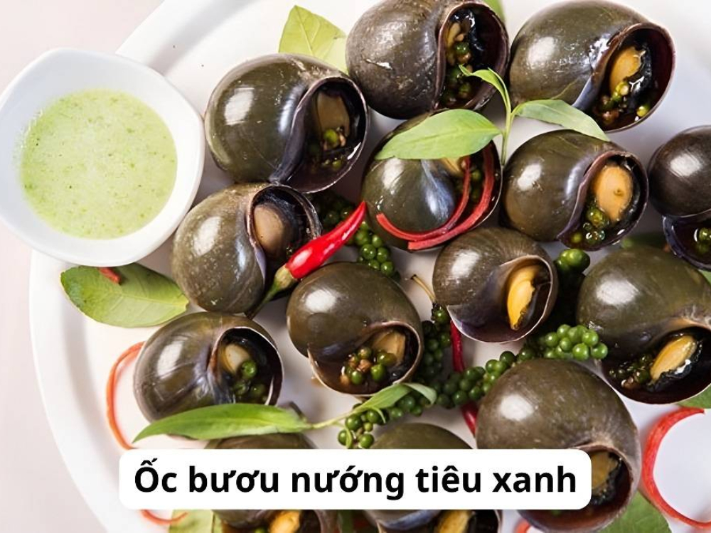 Ốc bươu nướng tiêu xanh